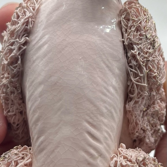 Vintage Mid Century Pink Spaghetti Ceramic Dog Poodle Figurine 4.5” Height - Picture 7 of 7